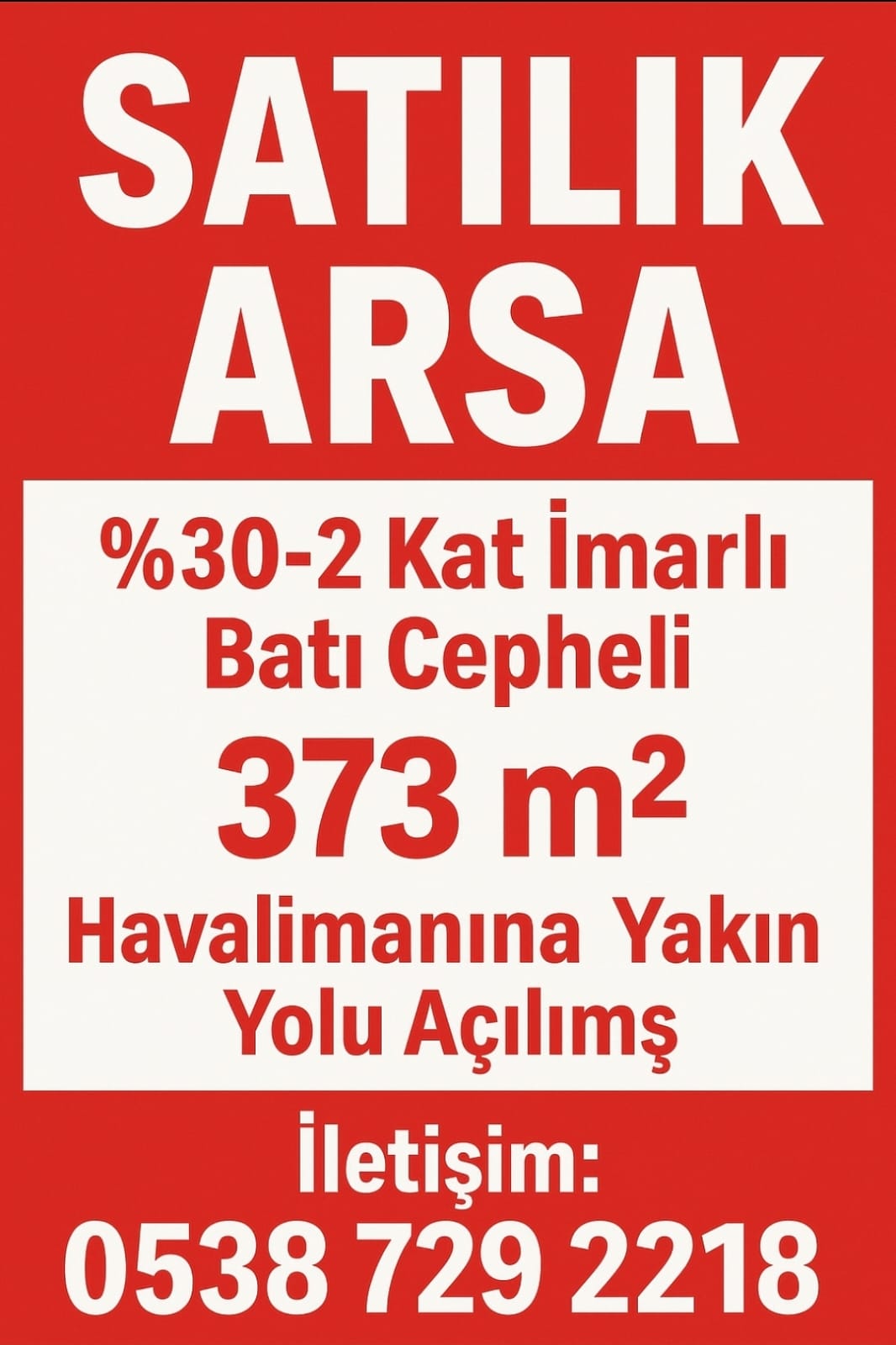 Karaçalıda Kaçmaz Fırsat %30-2 İmarlı 373 m² Arsa